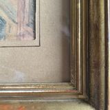 Watercolor painting p. rabagliati rue rossetti old nice 1950 + frame