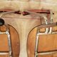 Pair of red tublac formica chairs with chrome metal legs