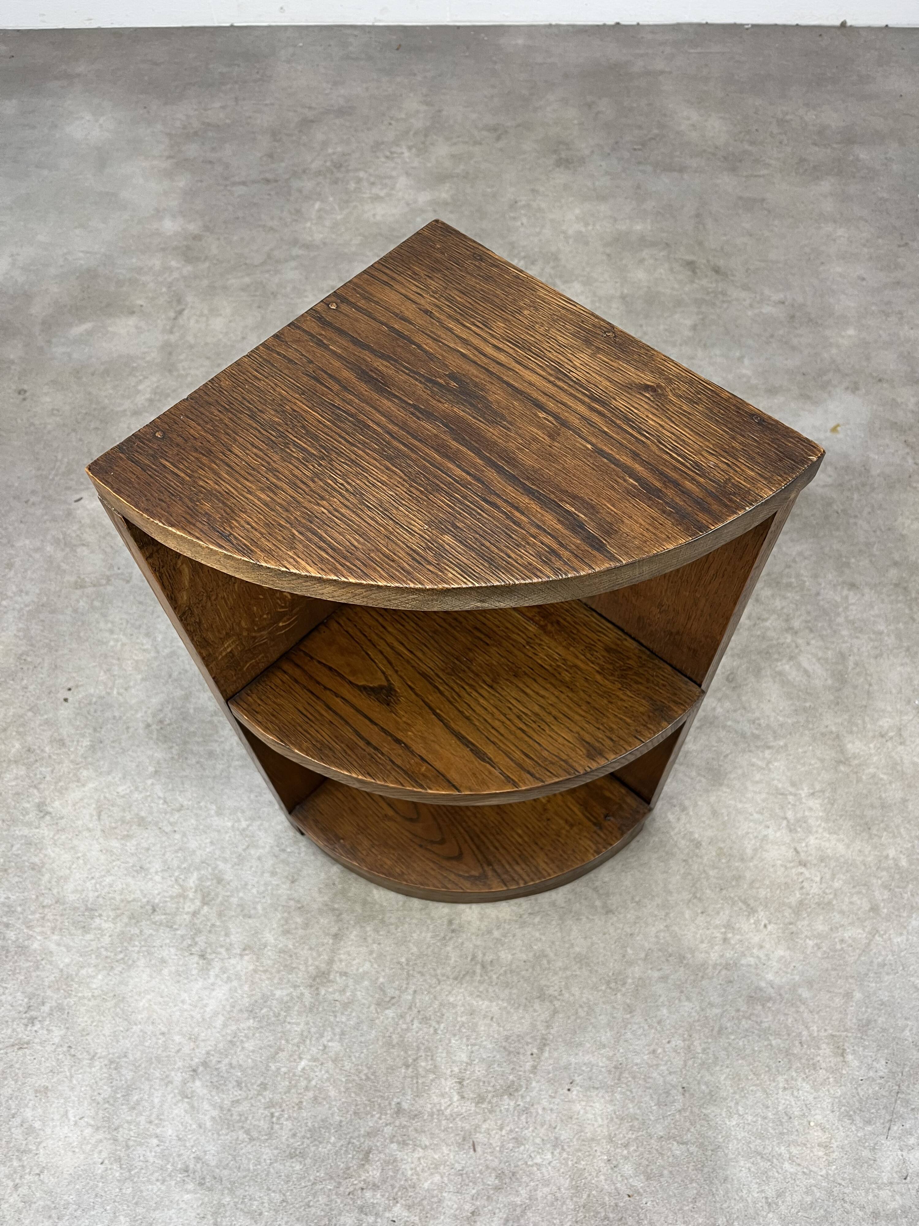 Art Deco corner unit in solid oak, corner cupboard