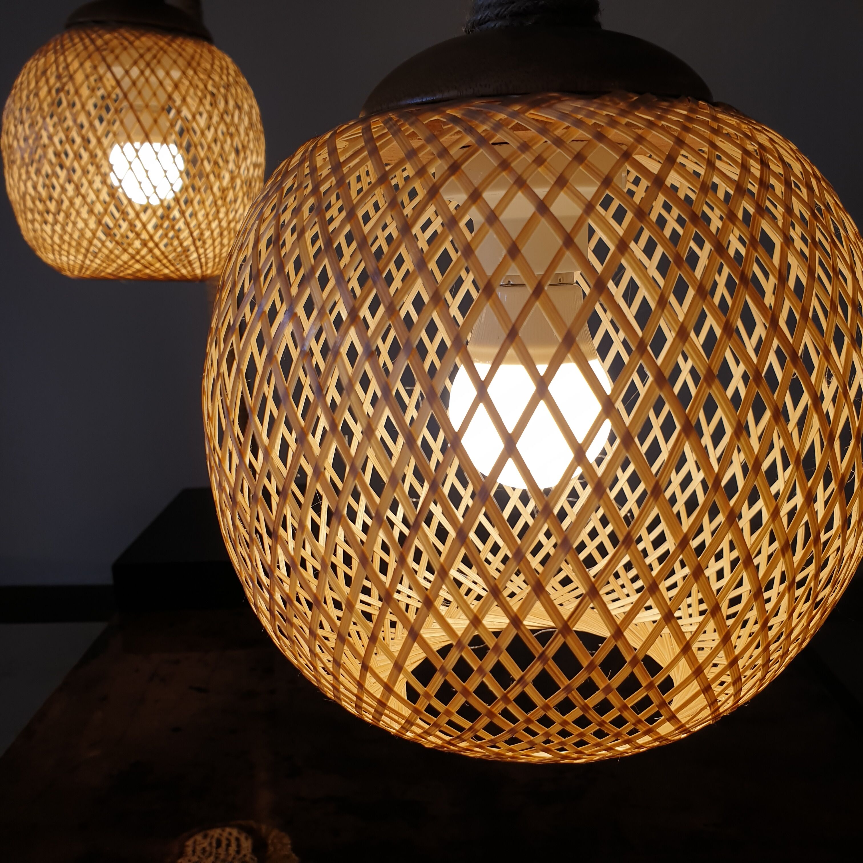 Pair of rope lamps