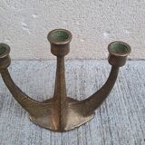 Brutalist bronze chandelier by Horst Dalbeck, Germany, Gilde Handwerk, 1970.