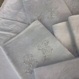 Ensemble de 12 serviettes blanches 19eme marquées « BL »
