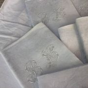 Set of 12 19th century white napkins marked “BL”