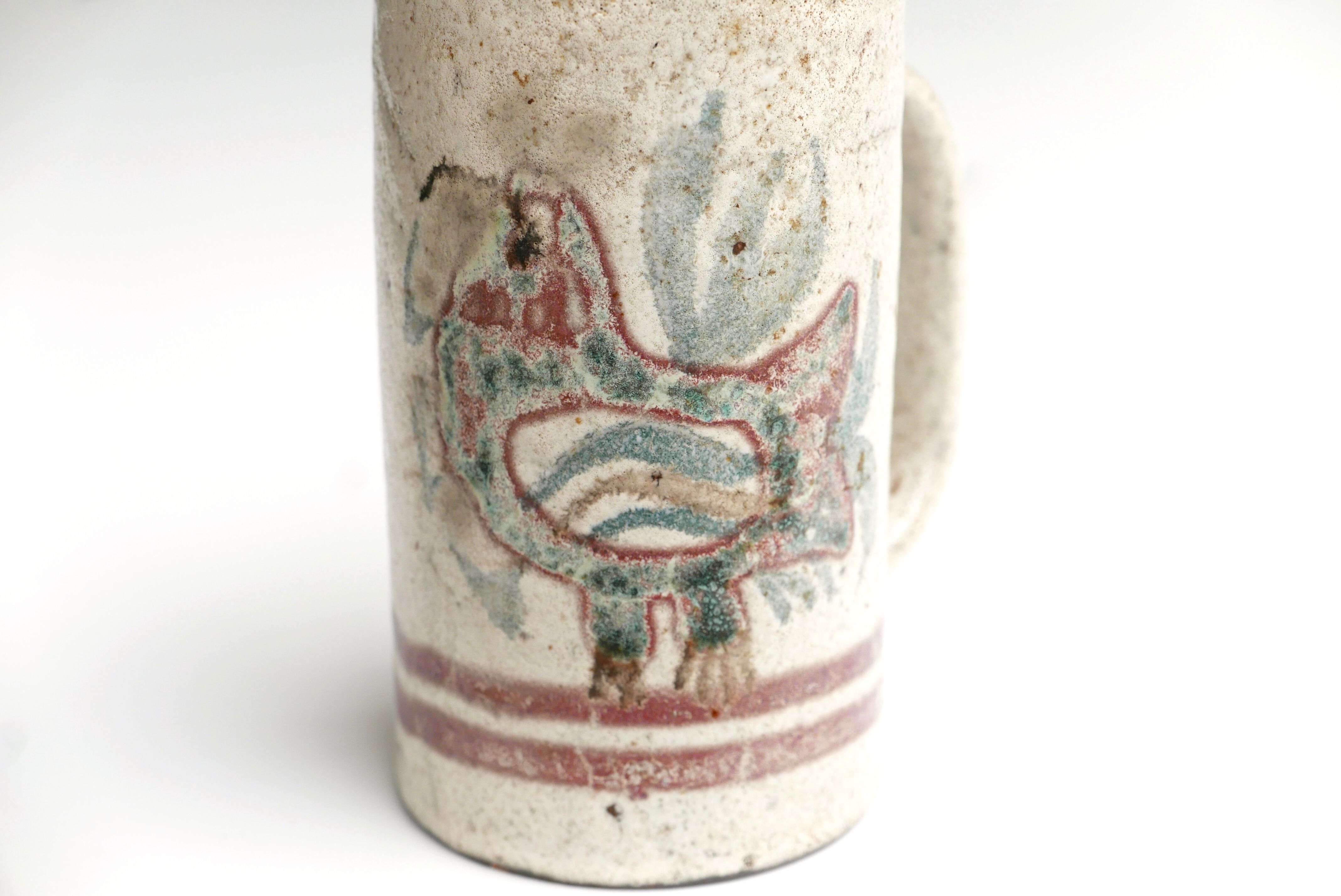 Mug "oiseau" de Gustave Raynaud, Atelier le murier Vallauris, années 60