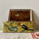 Large metal box - lithograph signed M. Beaudet - bird decoration
