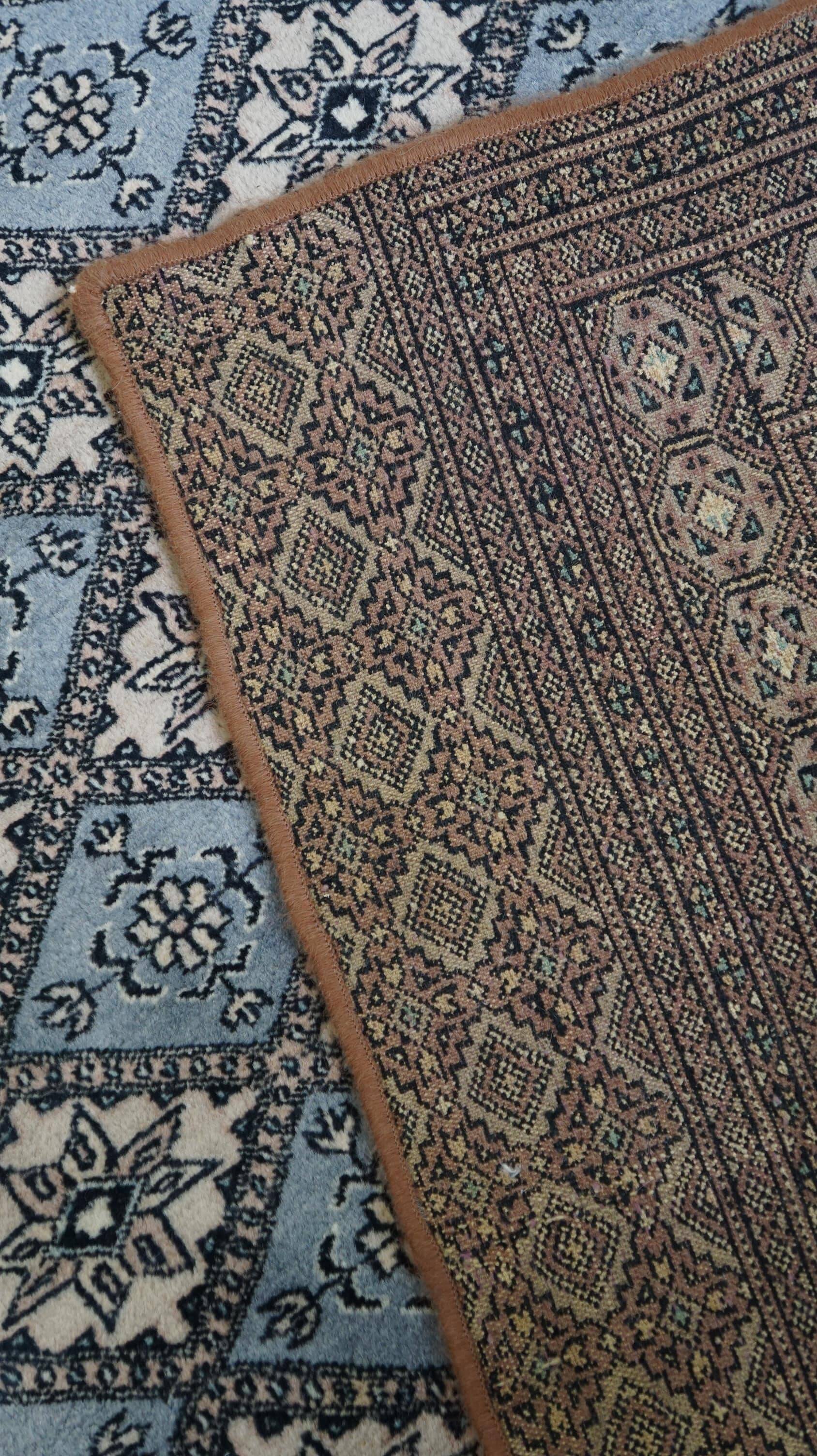 Light blue vintage oriental rug 215×137 cm