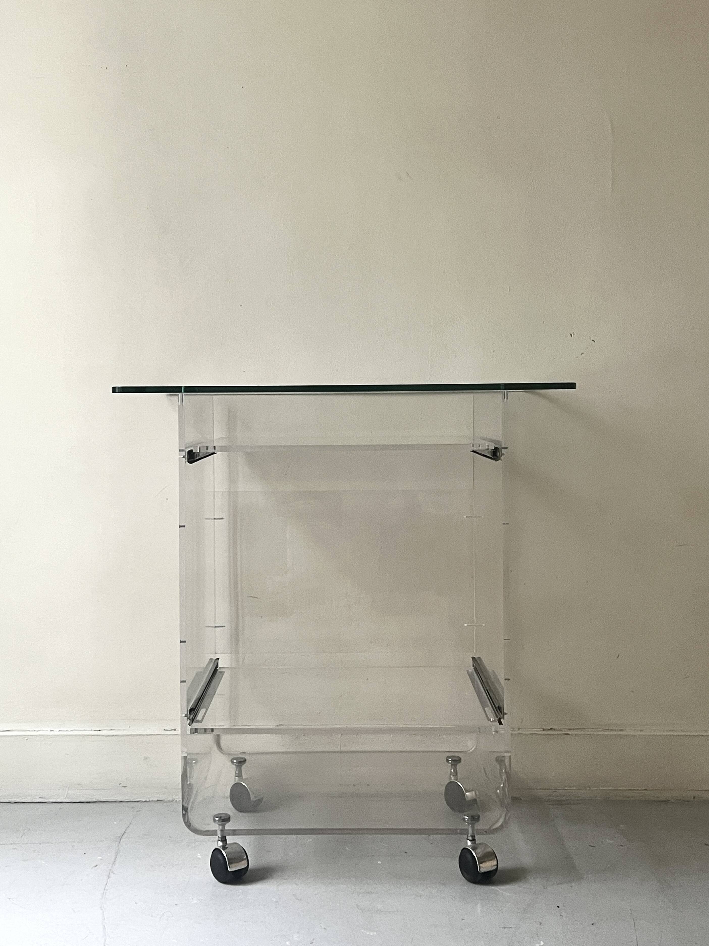 Desk in plexiglass by David Lange for Roche Bobois, design 1970.