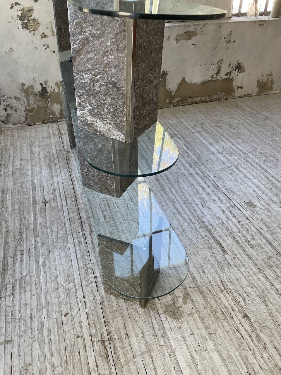 Roche Bobois stone and glass sculpture shelf 1970s