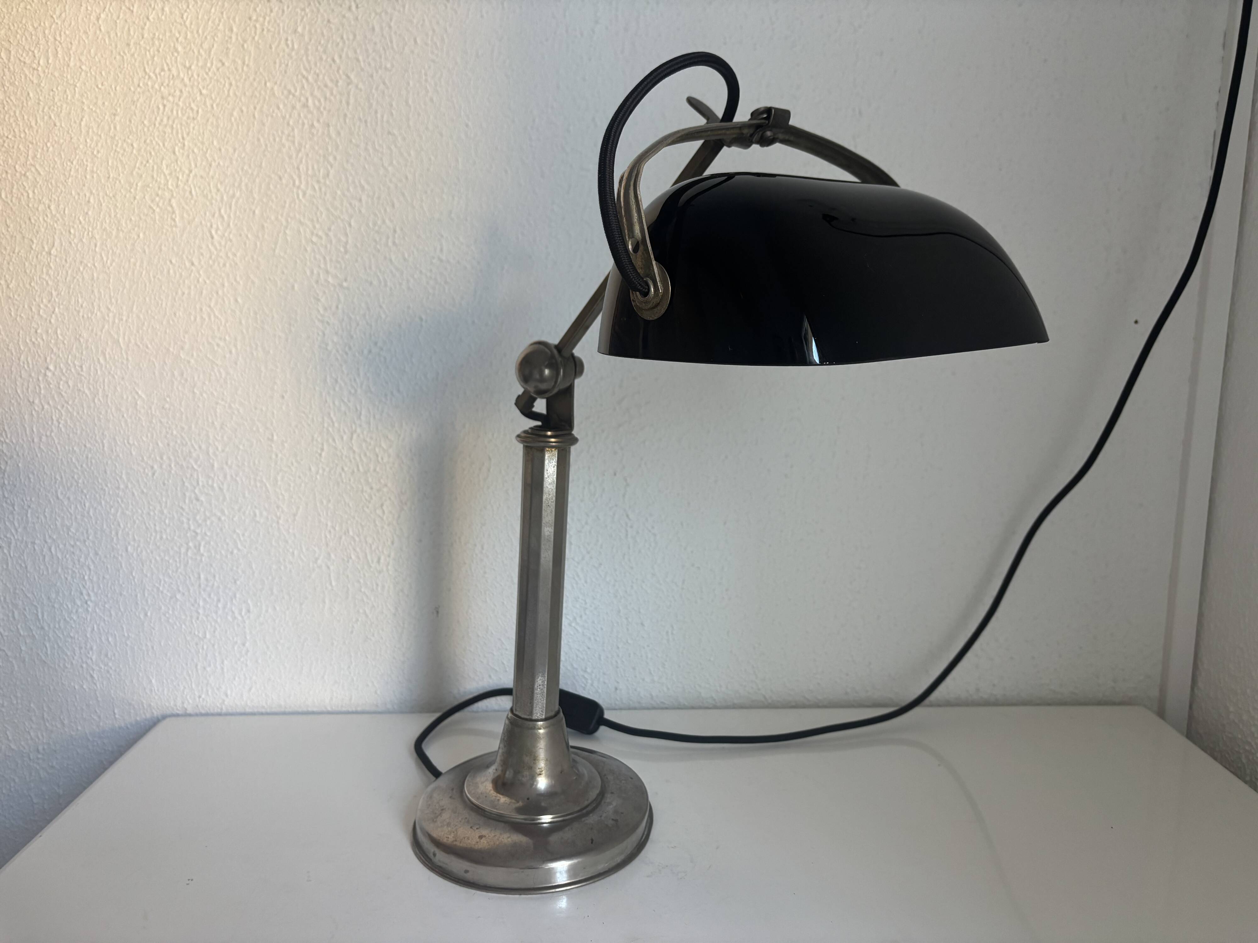 1930s vintage lamp Pirouett Art Deco black opaline - 45 cm