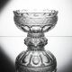 Cut and engraved crystal footed bowl, floral decoration – classic style / centrepiece - 20th century