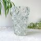 Small vintage glass vase with geometric pattern