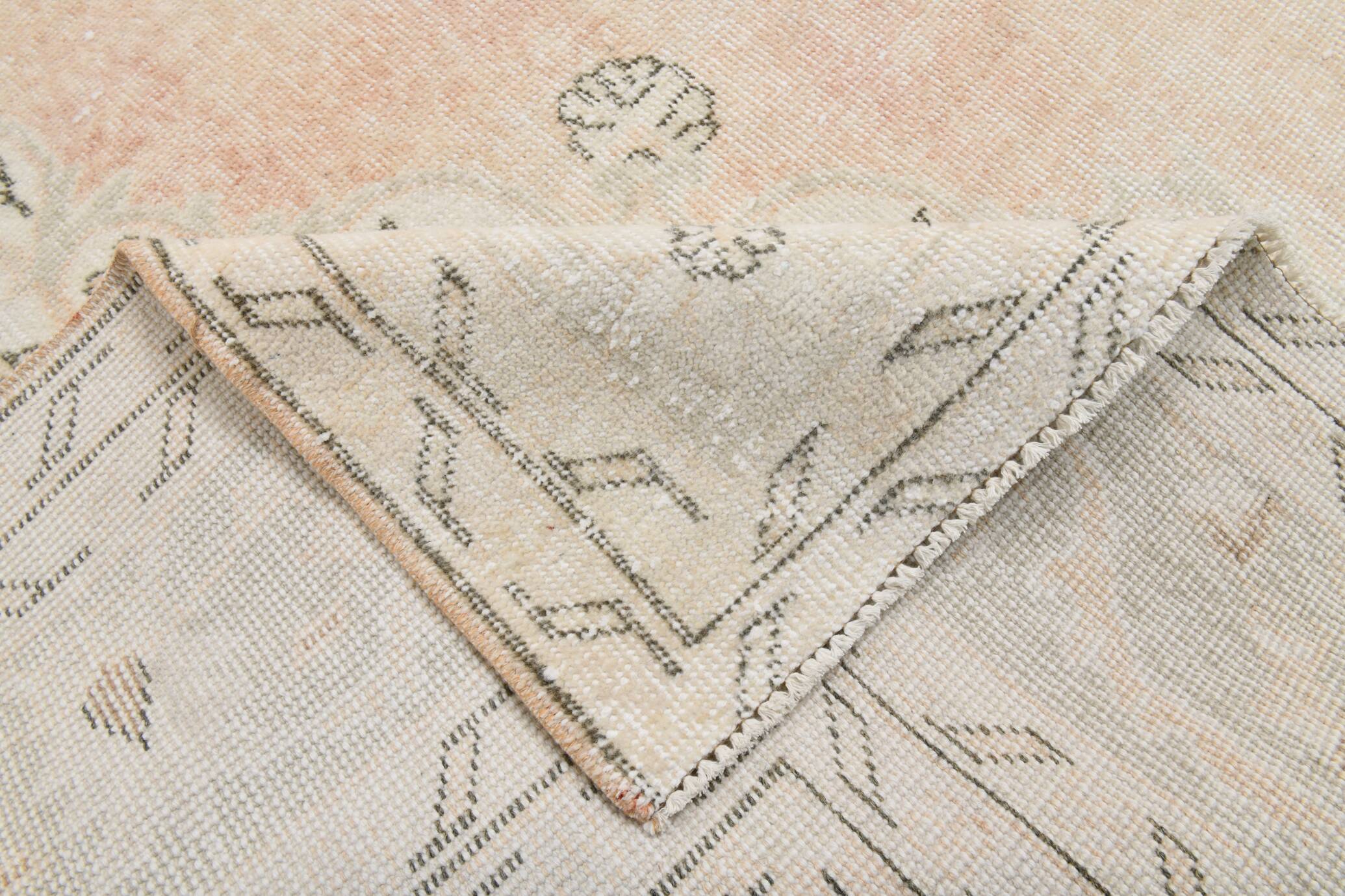 7x11 Vintage Peach Beige Turkish Rug, 206x335Cm