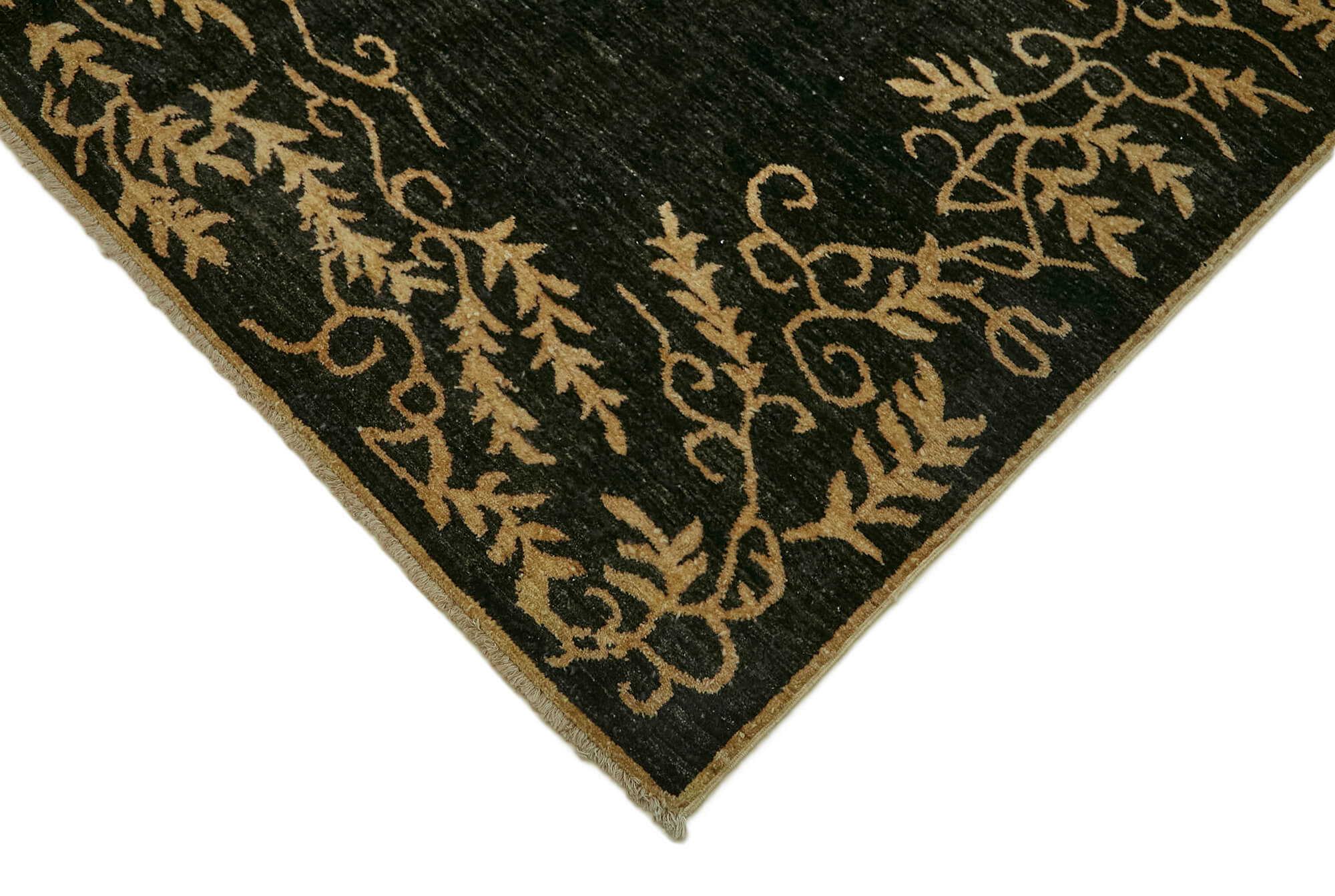Hand-knotted anatolian antique 1970s 213 cm x 298 cm black wool carpet