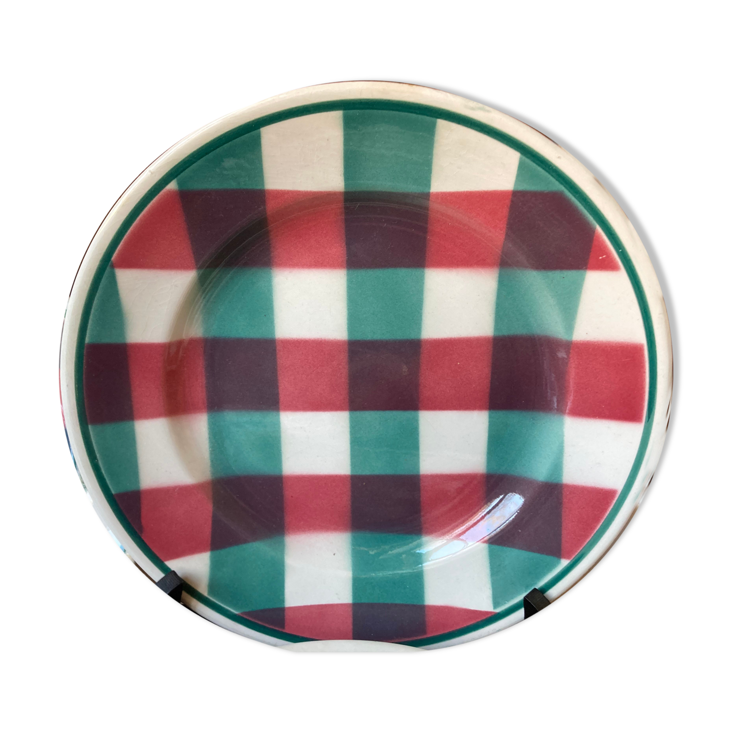 Serving dish round earth of iron earthenware of Givors