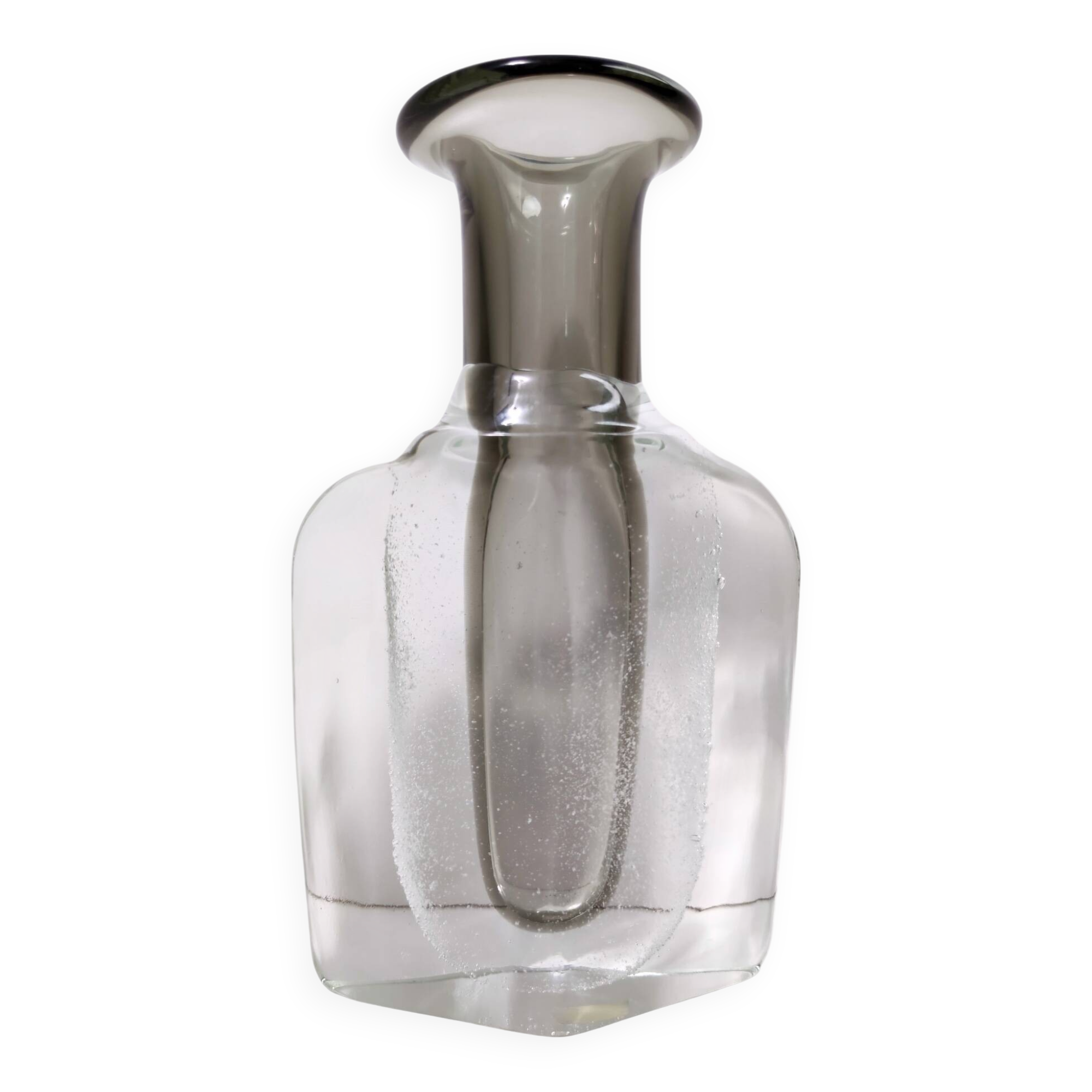 Transparent and Grey Sommerso Murano Glass Vase by Hora P