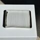 Trio of small rectangular serving dishes white and black Indonesian ceramic 21x16