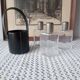 Liquor cabinet / set of 3 vintage travel flasks by Le Tanneur