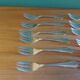 Box of 12 dessert forks in silver metal