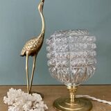 Vintage globe table lamp in molded and chiseled glass