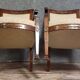 Pair of Empire period armchairs, in mahogany and gilded bronze.