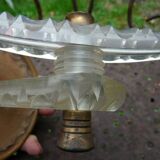 Adjustable double-arm wall light in plexiglass and brass, 1950.