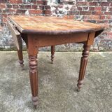 Table ronde ancienne de ferme, meuble vintage modulable