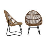 1960s Pair of Alan Fuchs Rattan Lounge Chairs by ULUV, Czechoslovakia