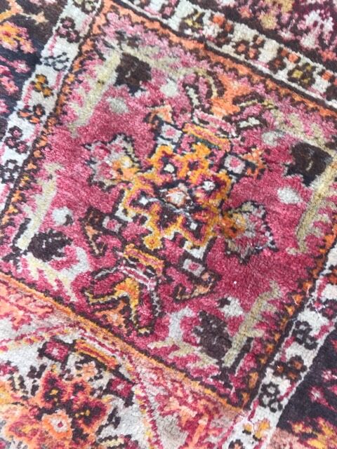 Small antique Turkish carpet Anatolia handmade 45x92 cm