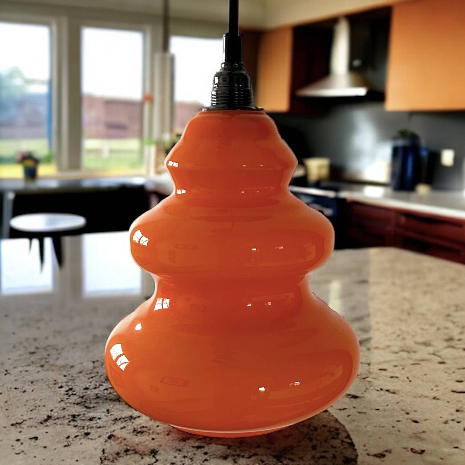 Orange opaline pendant light
