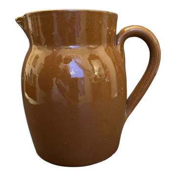 Glazed stoneware pitcher