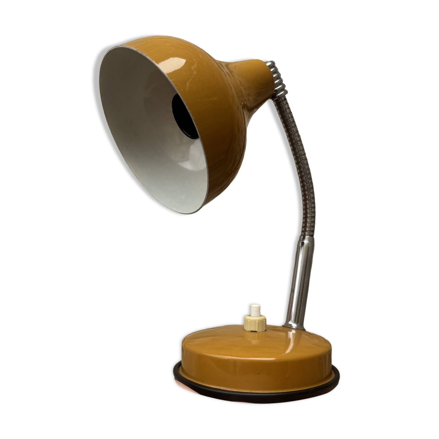 Vintage Desk Lamp "Cocotte" – 1970s – Mustard Yellow & Chrome