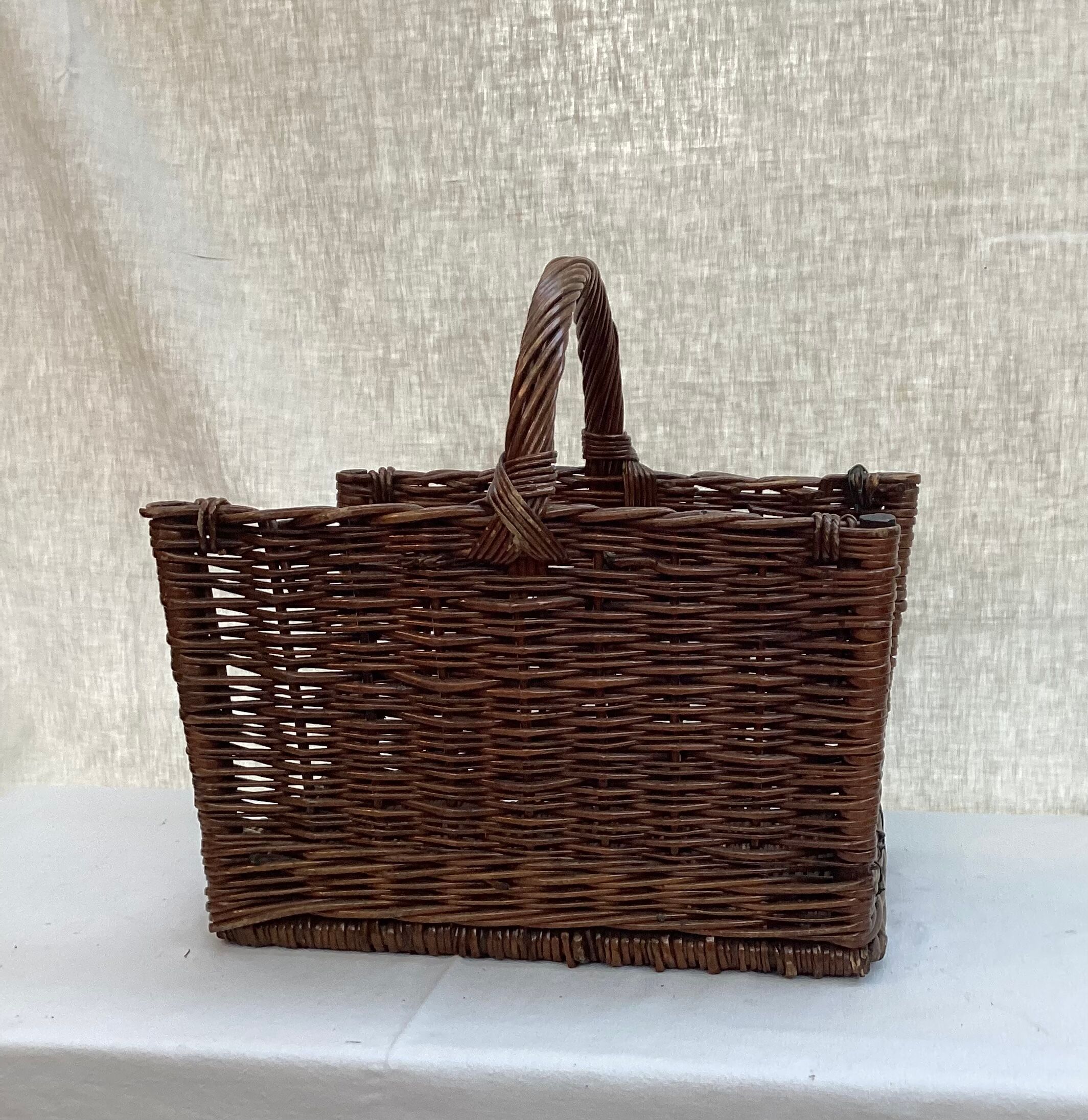Wicker, vintage rattan pyre basket