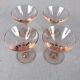 Pink glass liquor service, engraved decanter
