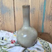Glazed stoneware single-flower vase signed Jean Dubost, vintage Fr