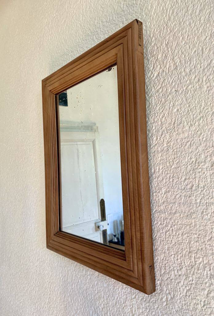 Antique mirror with solid wood frame