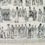 Old engraving 1898, Old infantry, soldier • Original and vintage lithograph