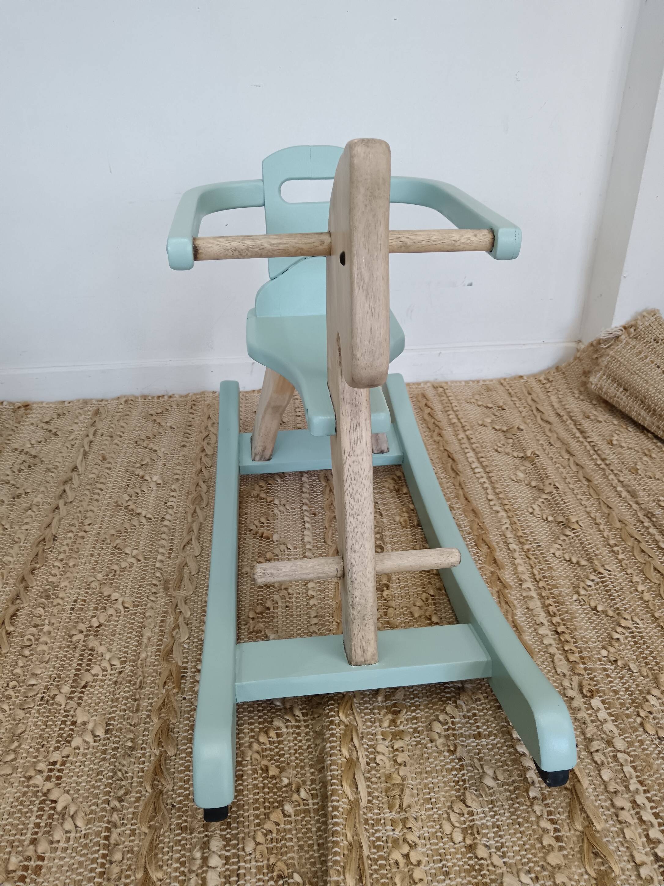 Wooden and celadon green rocking horse