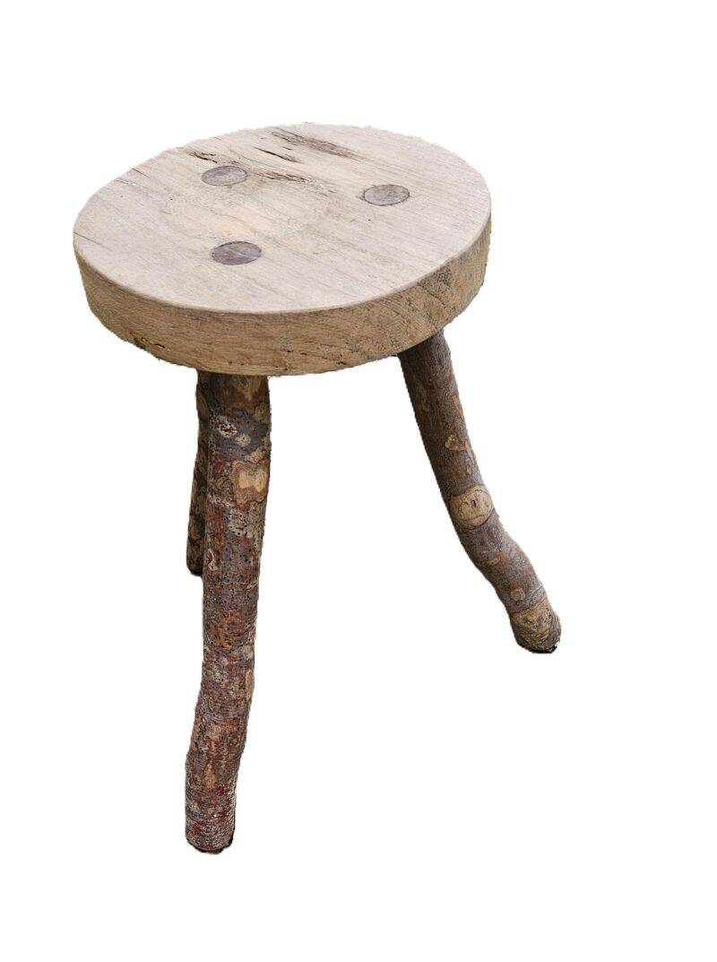 Vintage Brutalist Stool in the Style of Jean Touret 1960