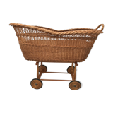Vintage wicker cradle with 50-60s wheels