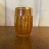 6 verres gobelets vintage en verre orange irisé