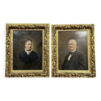 Pair of quality portraits depicting notables signed Jules-émile Saintin circa 1850