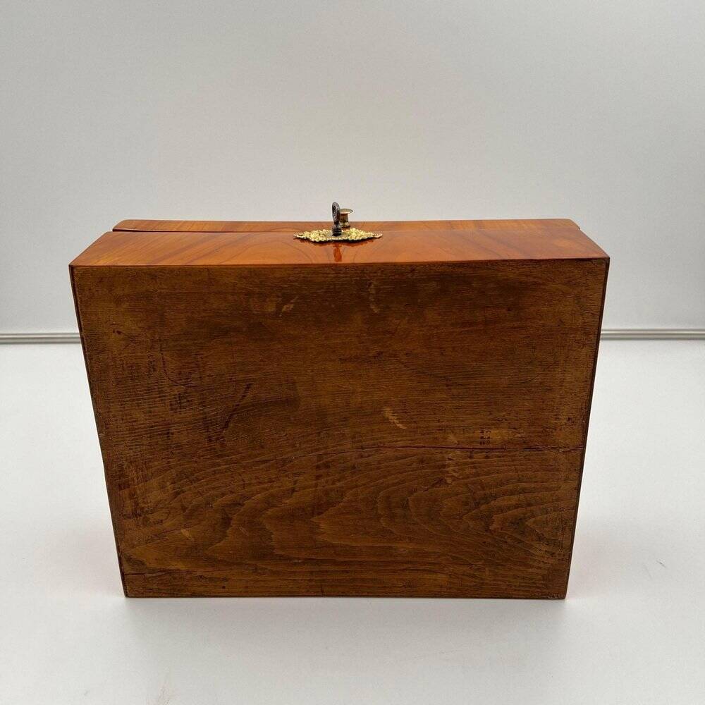 Biedermeier Jewelry Box in Cherry Wood, Ash & Brass, Southern Germany, 1820s