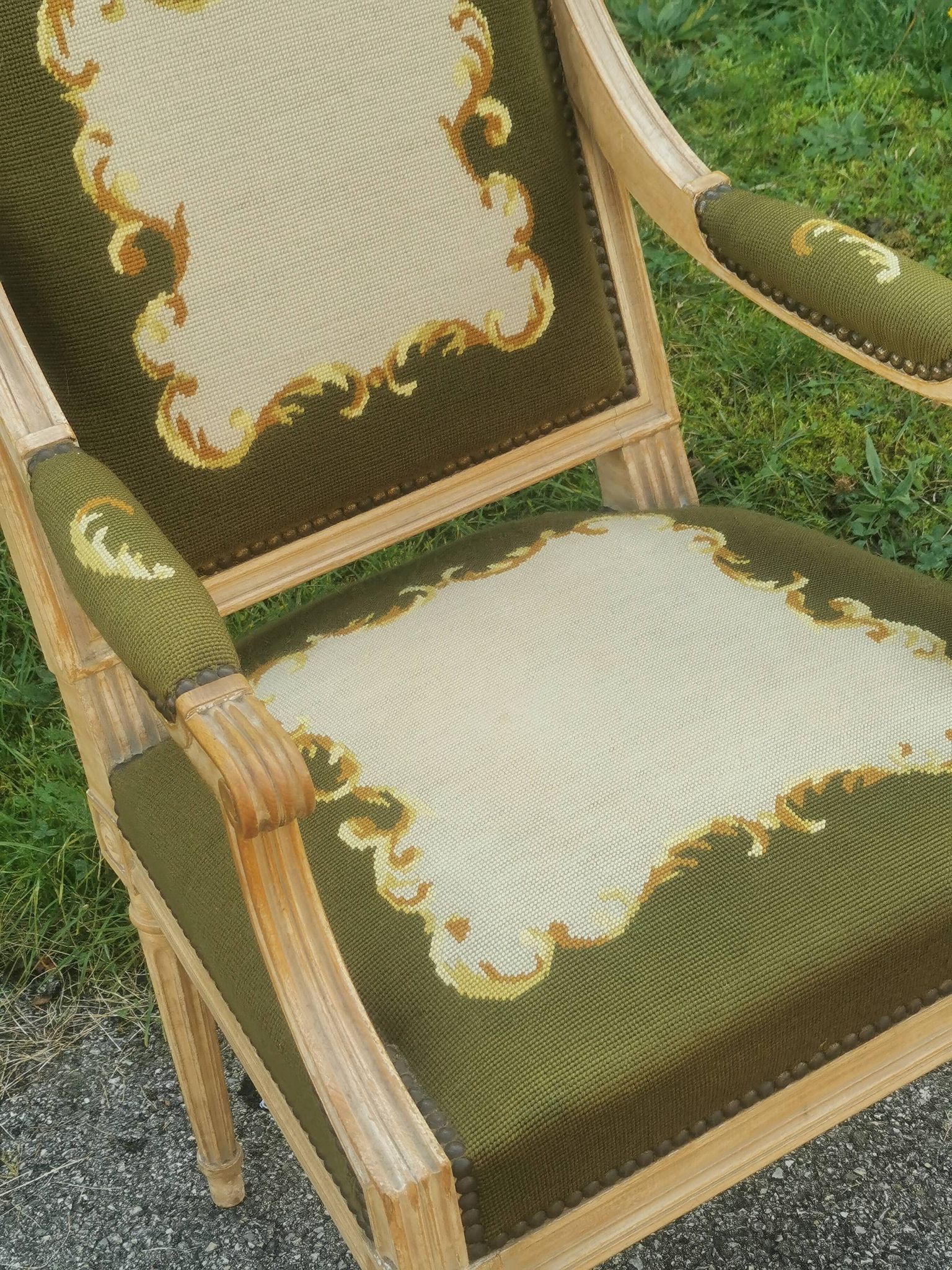 Louis xvi style upholstered armchair