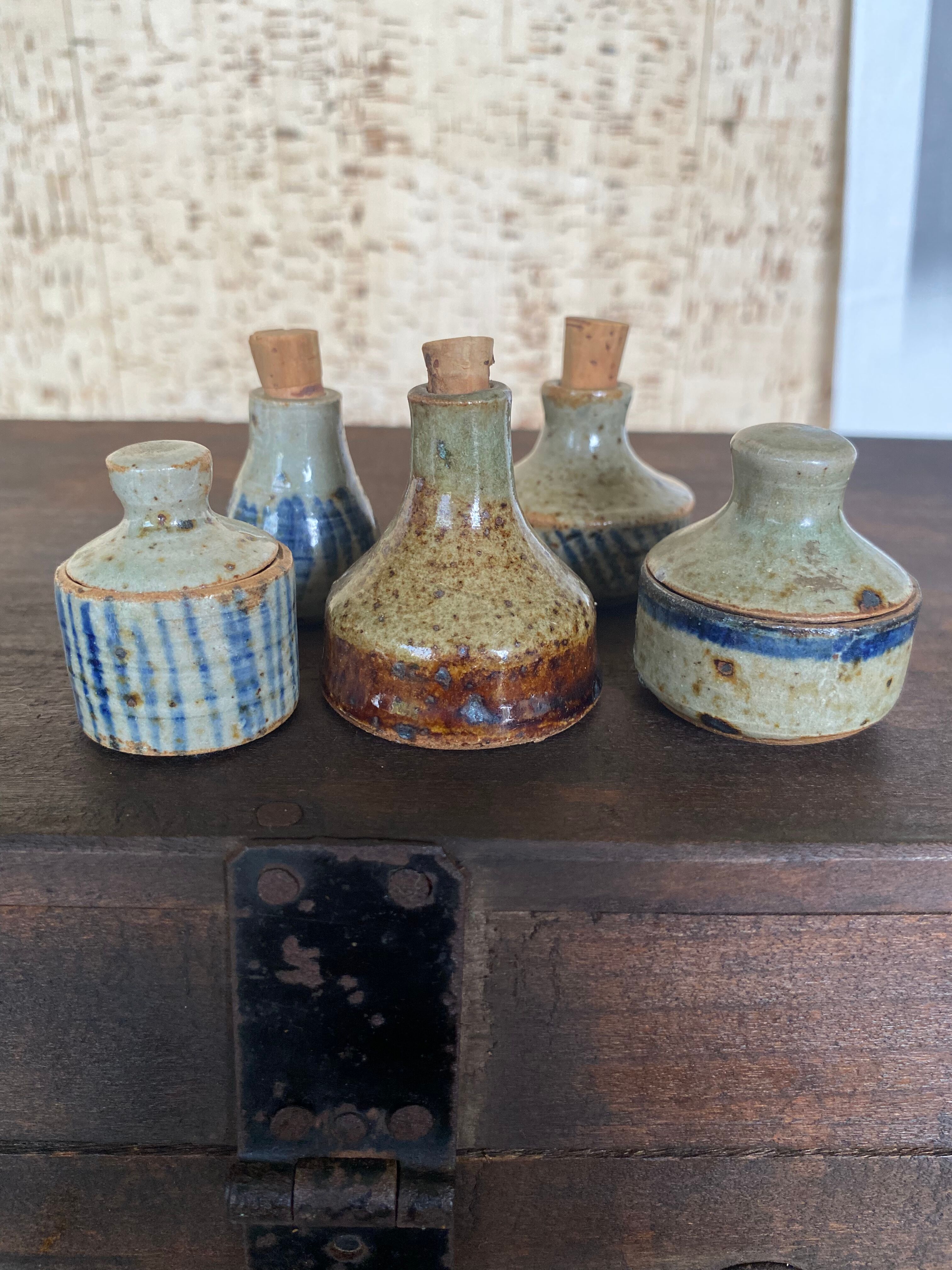 Duo of stoneware boxes