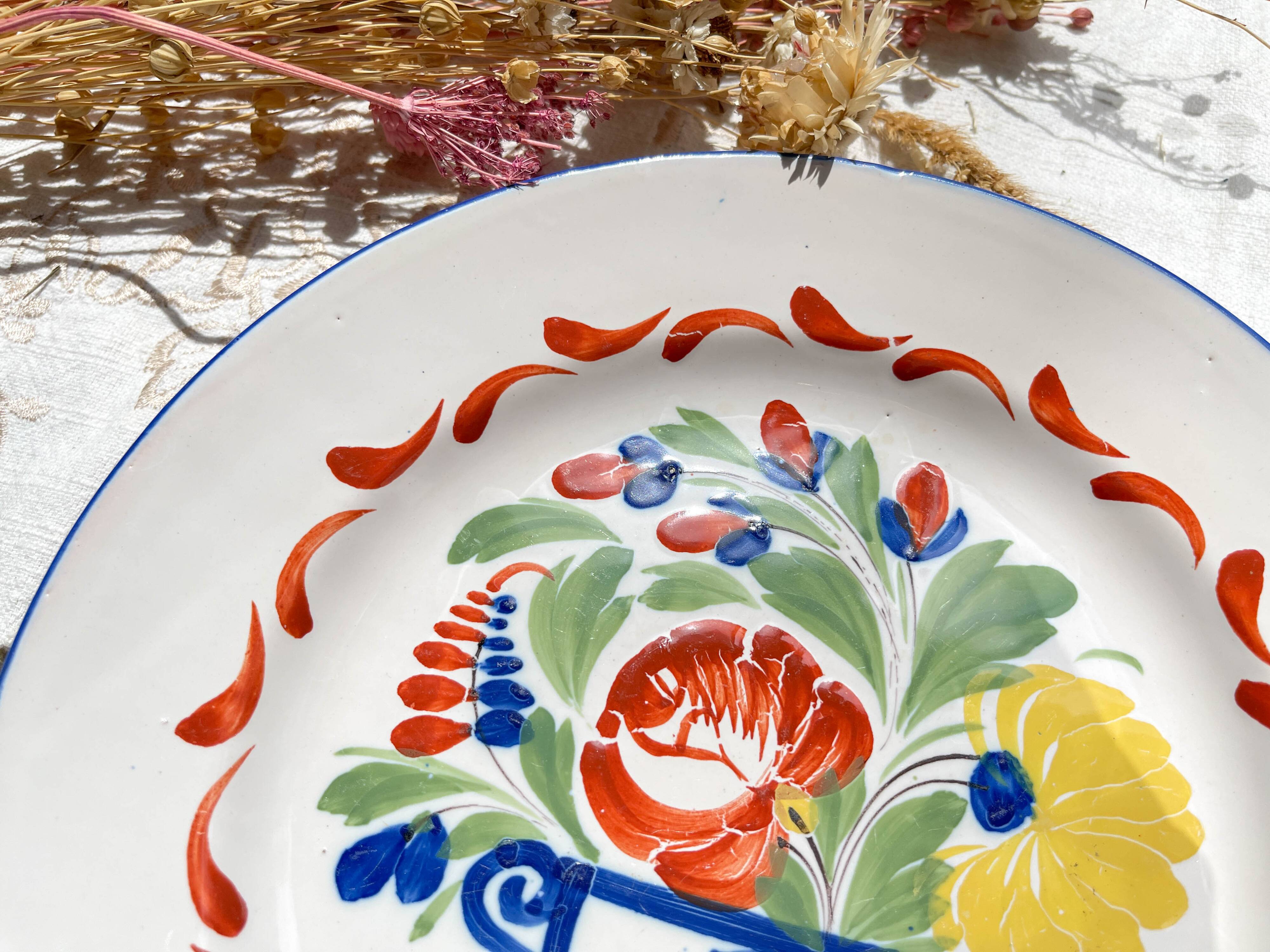 2 St Clement Luneville plates, 19th century, floral pattern
