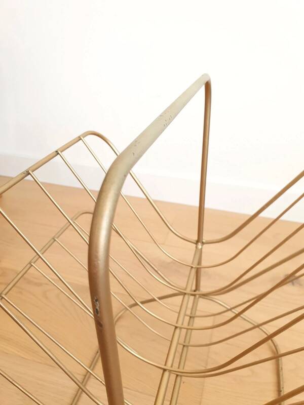 Vintage gold metal magazine rack