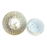 Pair round glass flush mount wall sconces