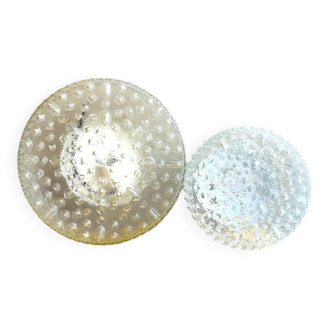Pair round glass flush mount wall sconces