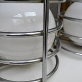Paire de lampes opaline et chrome années 60-70