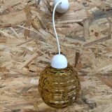 Old suspension ball glass blown orange luminaire 70s vintage